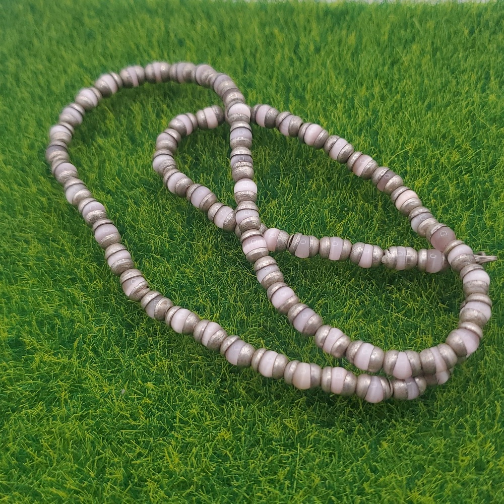 Sterling Silver‎ Pink Tigers Eye Elegant Beaded Necklace 16 Inch N3637